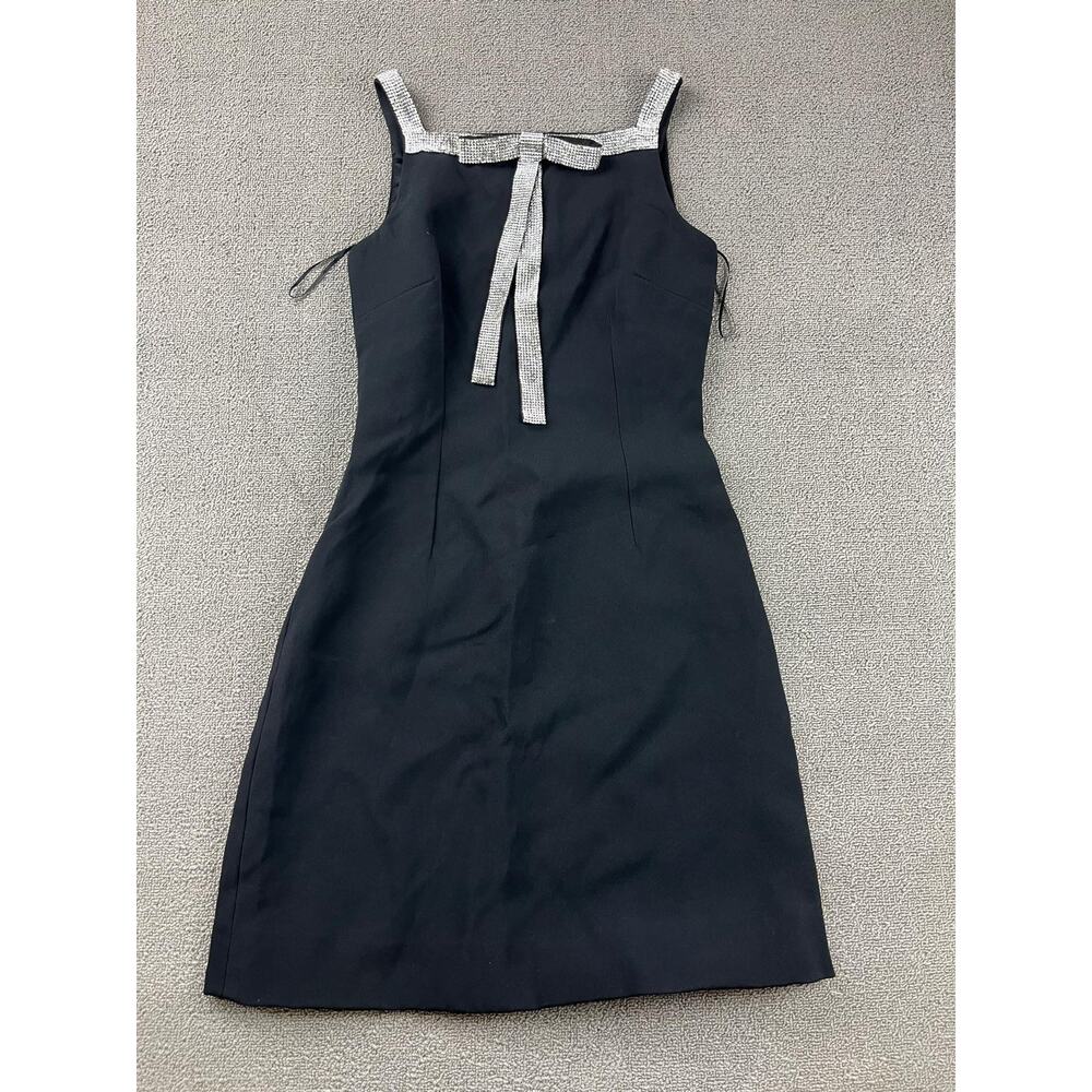 Dolce & Gabbana Mini Dress Women IT‎ 38 Black Silk Lined Crystal Bow-Embellished